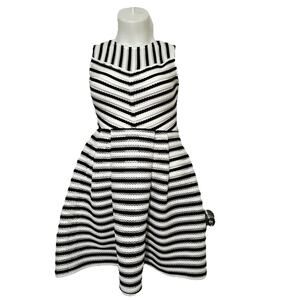 Melonie Women's White Black Gemma Sleeveless Flare Dress Size 8 Cottage‎ Whimsy.